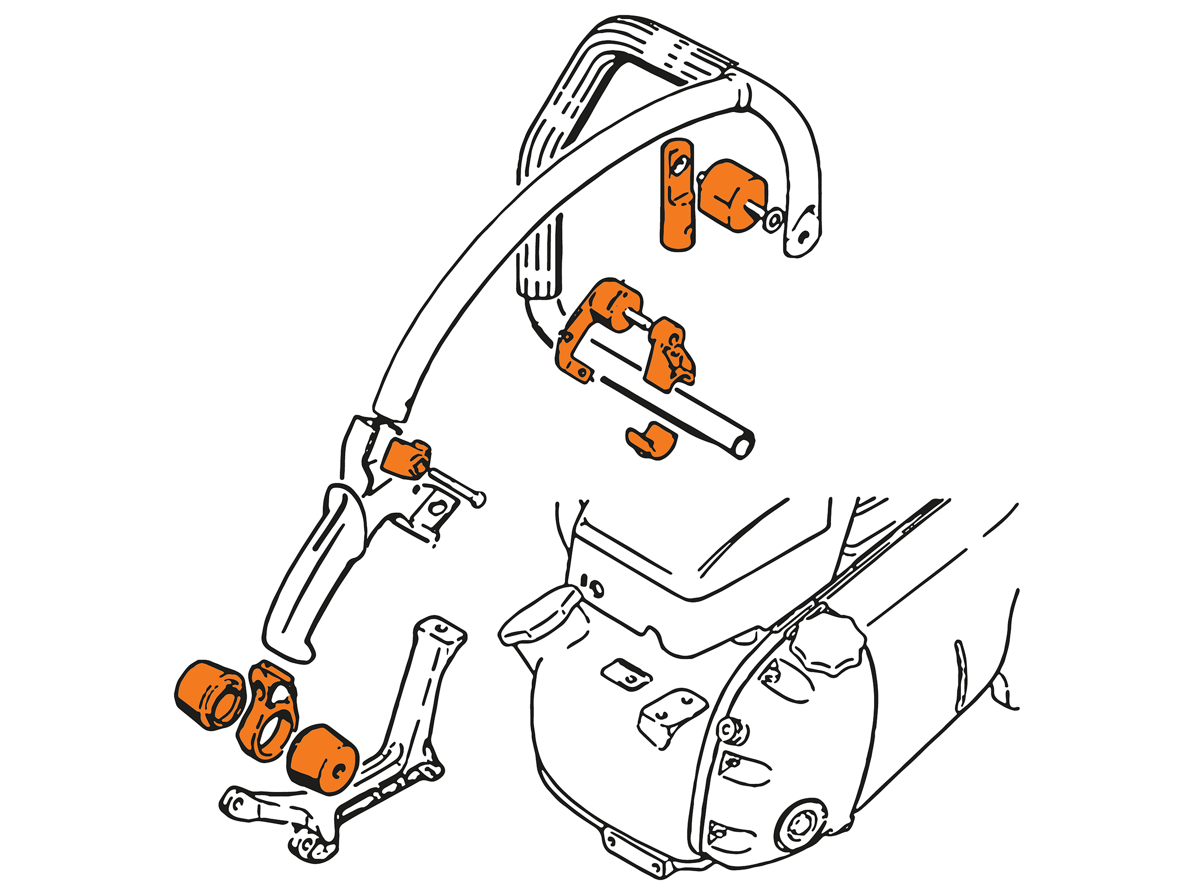 Technical drawing of the ani-vibration system