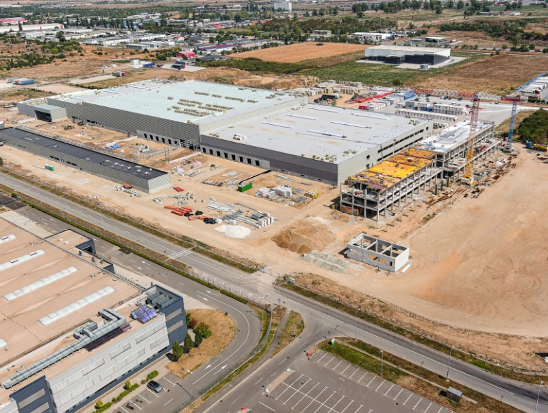 An aerial view of the construction site.