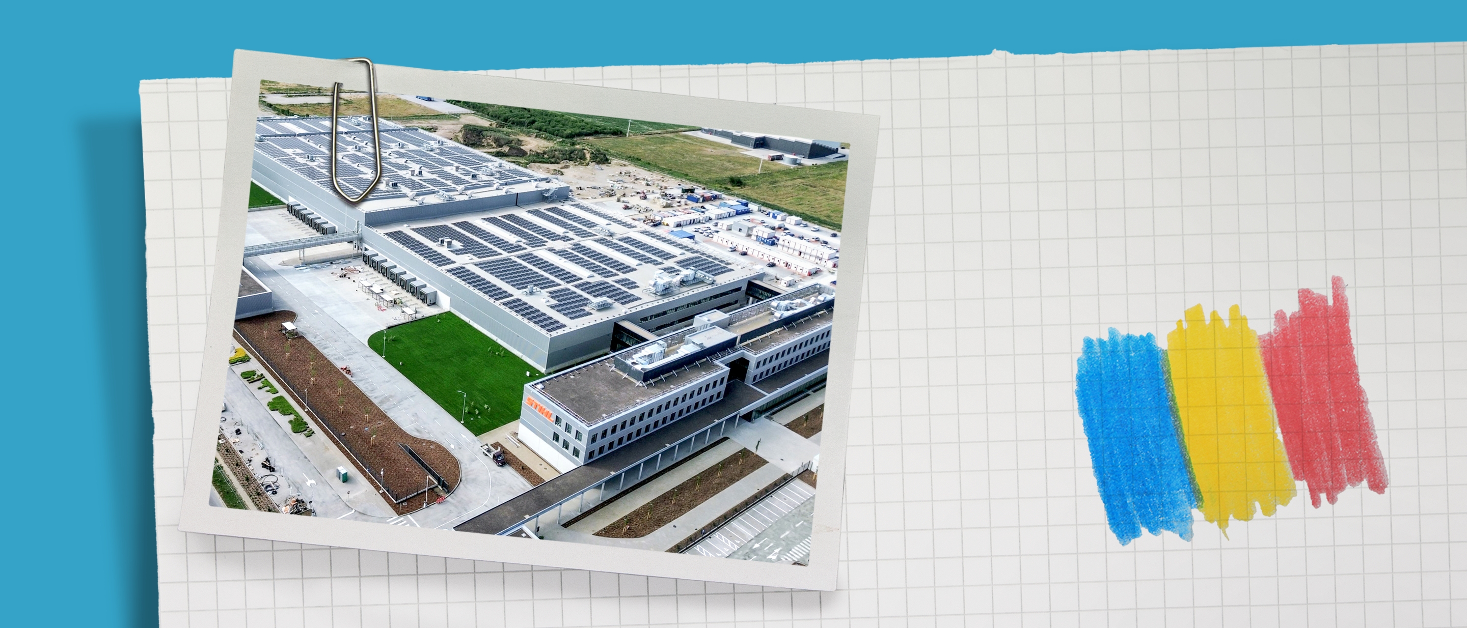 An aerial view of the factory premises.