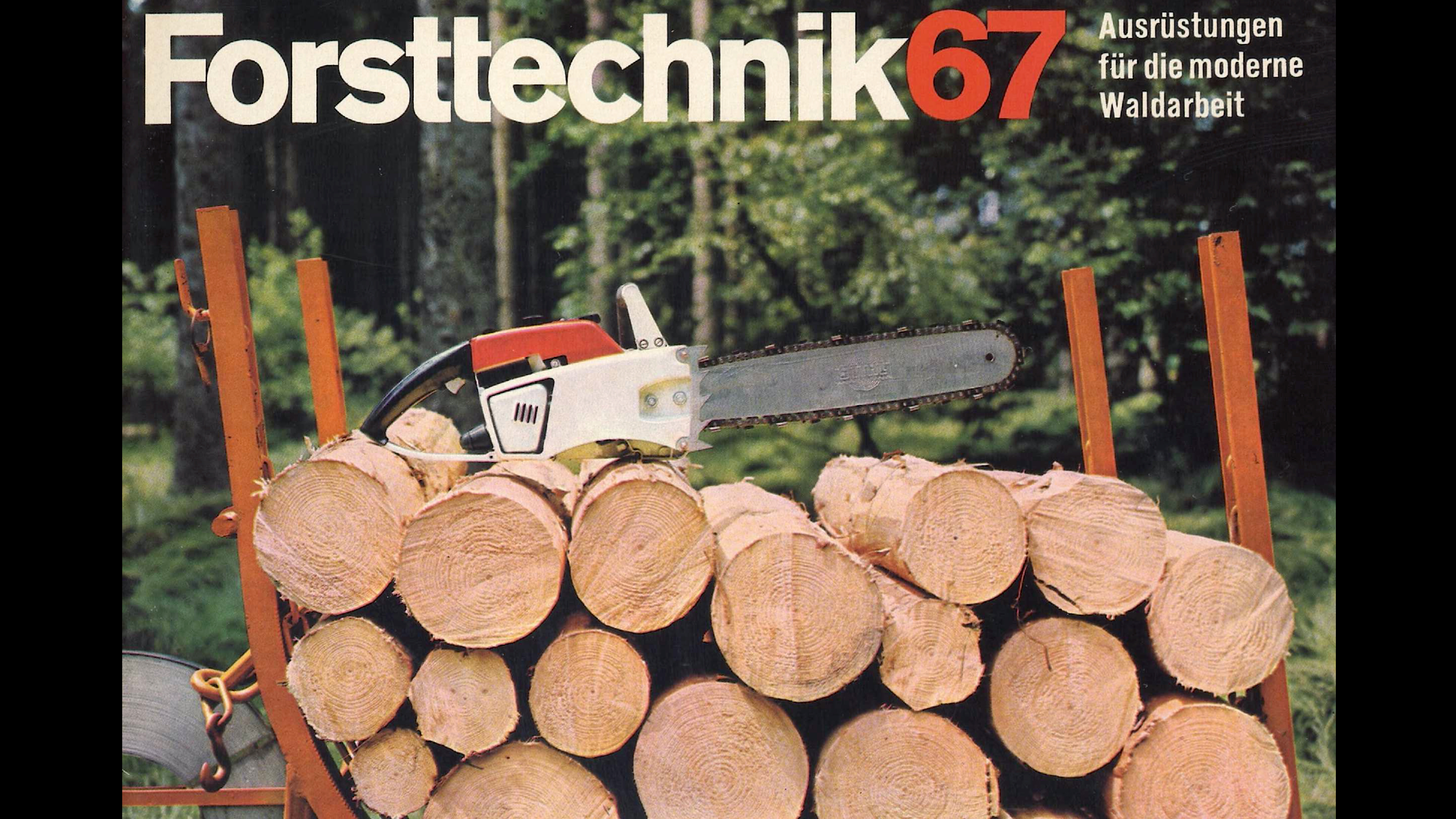 Cover page with forwarder, forestry technology catalog from 1967