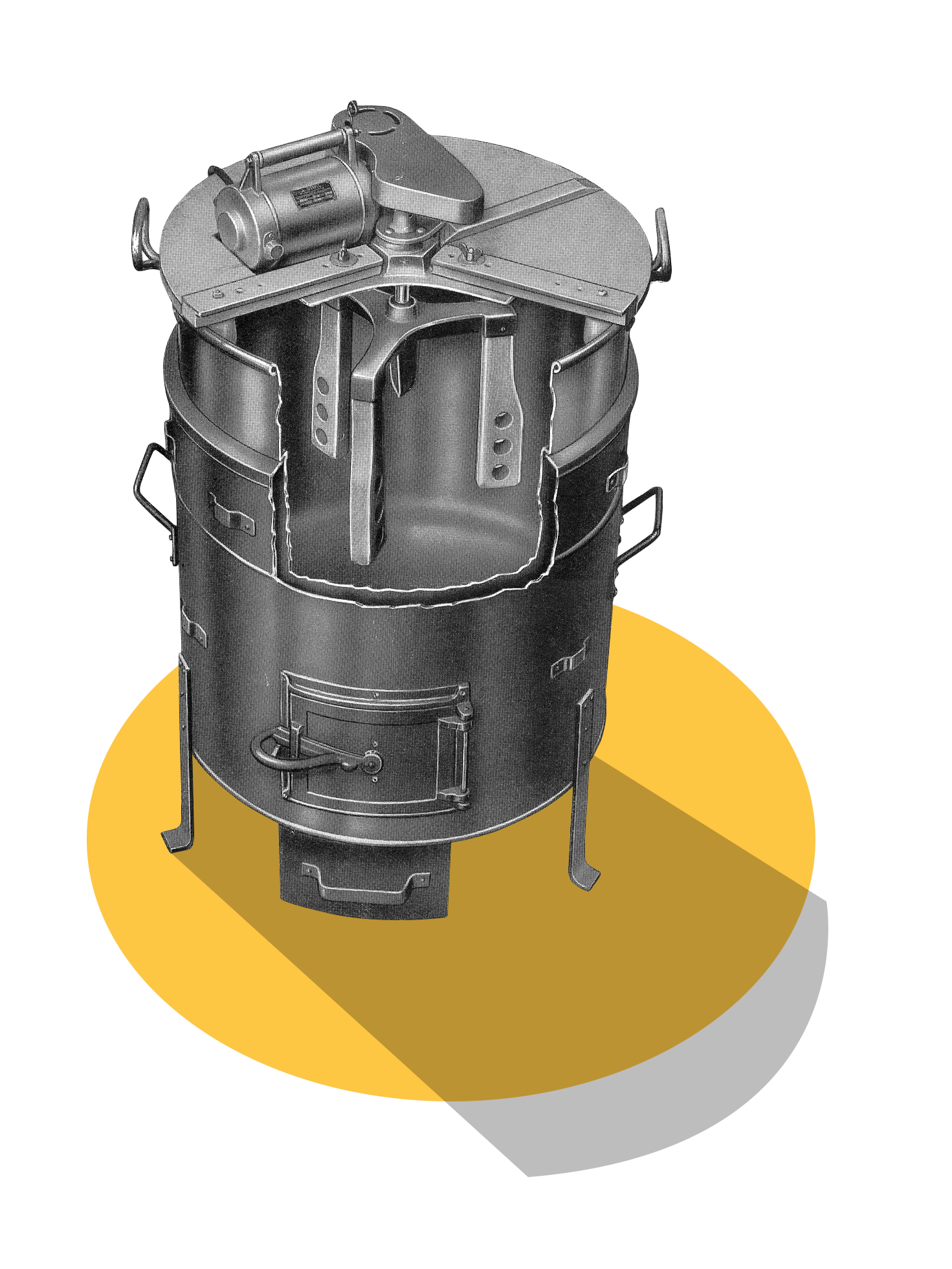 Cut-out STIHL washing machine; black and white photo