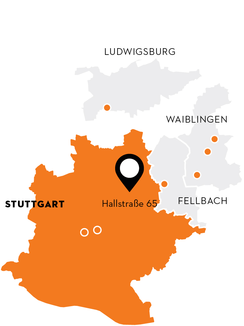 Stylized map excerpt of Stuttgart, focusing on Bad Cannstatt, Hallstra&szlig;e.